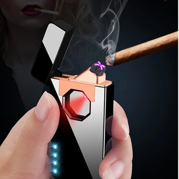

Mini Electric Infrared Sensor Occlusion Induction Double Arc Charging Lighter Pulse USB Charging Power Display Cigarette Lighter