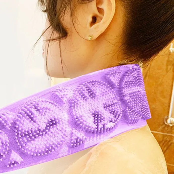 Body Wash Silicone Body Scrubber Belt Double Side Shower Exfoliating Belt Removes Bath Towel DC156