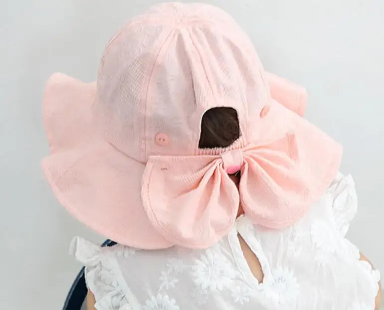 Outdoor Baby Bucket Hat Infant Girls Fisherman Sun Hats Cotton Children Cap Kids Princess Beach Cap Bow Girl Caps Baby Accessories cute	