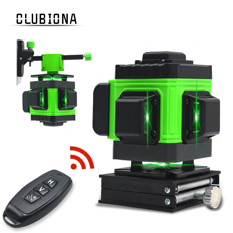 CLUBIONA IE12A Wireless Remote Control 3D Green Laser Level 360 Degree 12 Lines With Li ion Battery Floor Lift and Wall Bracket|Laser Levels| - AliExpress