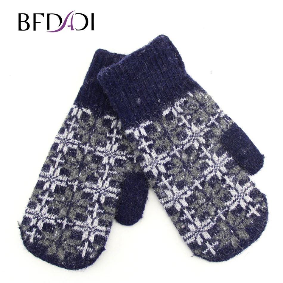 BFDADI высокое качество зимние теплые варежки перчатки для женщин и мужчин модные милые толстые теплые вязаные перчатки 6 цветов