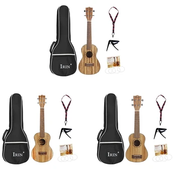 

Irin High Grade Ukulele Kits Zebra Wood 4 Strings Hawaiian Mini Guitar Uke Bag String Capo Strap