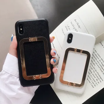 

Luxury Fashion Square Metal Clasp Stand Holder PU Leather Back Phone Case Cover For iPhone 11 Pro Max XS Max XR X 8 7 6 6S Plus