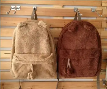 

Shoulder Bag Teenage School Bag Girl Plush Bear backpack Fluffy Fur