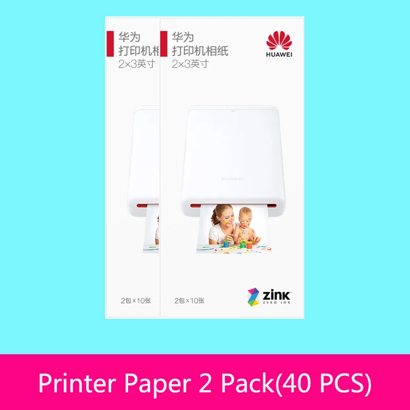 AR принтер 300 точек/дюйм huawei Zink портативный фотопринтер Honor Карманный принтер Bluetooth 4,1 Поддержка DIY поделиться 500 мАч - Цвет: Paper 40 PCS Only