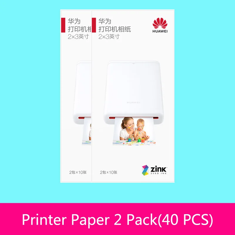 Paper 40 PCS Only AR принтер 300 точек/дюйм huawei Zink портативный фотопринтер Honor Карманный принтер Bluetooth 4,1 Поддержка DIY поделиться 500 мАч - Цвет: Paper 40 PCS Only
