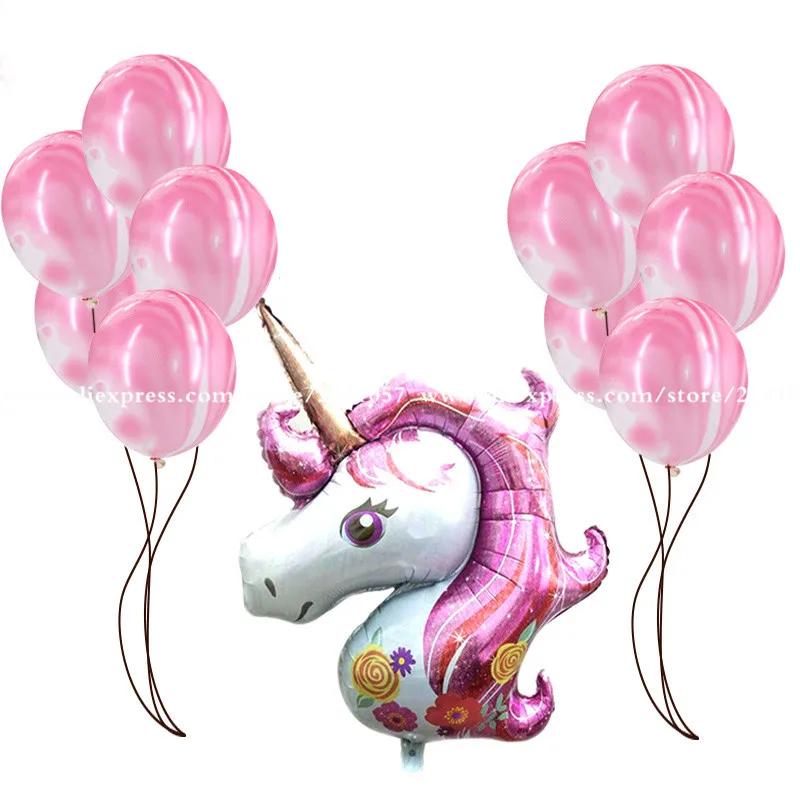 Единорог вечерние поставки 3D большой Unicornio ходячие животные латексные воздушные шары для девочек розовая вечеринка в честь Дня Рождения Декор фольги Воздушные шары DIY - Цвет: 11pc pink