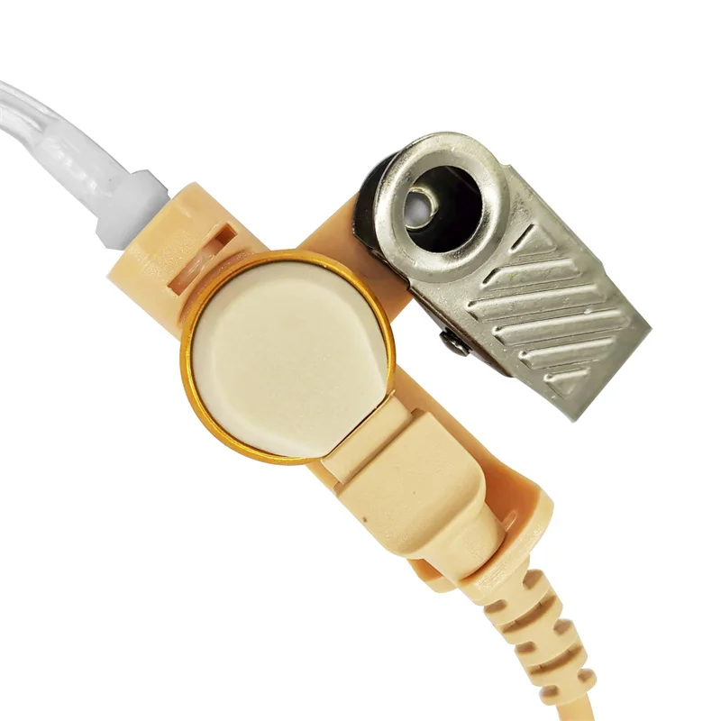 RISENKE-Acoustic Tube Headset for 2 Way Radio,1 Pin Surveillance Kit,Listen-Only Earpiece, Earphone, Walkie Talkie, Beige, 3.5mm