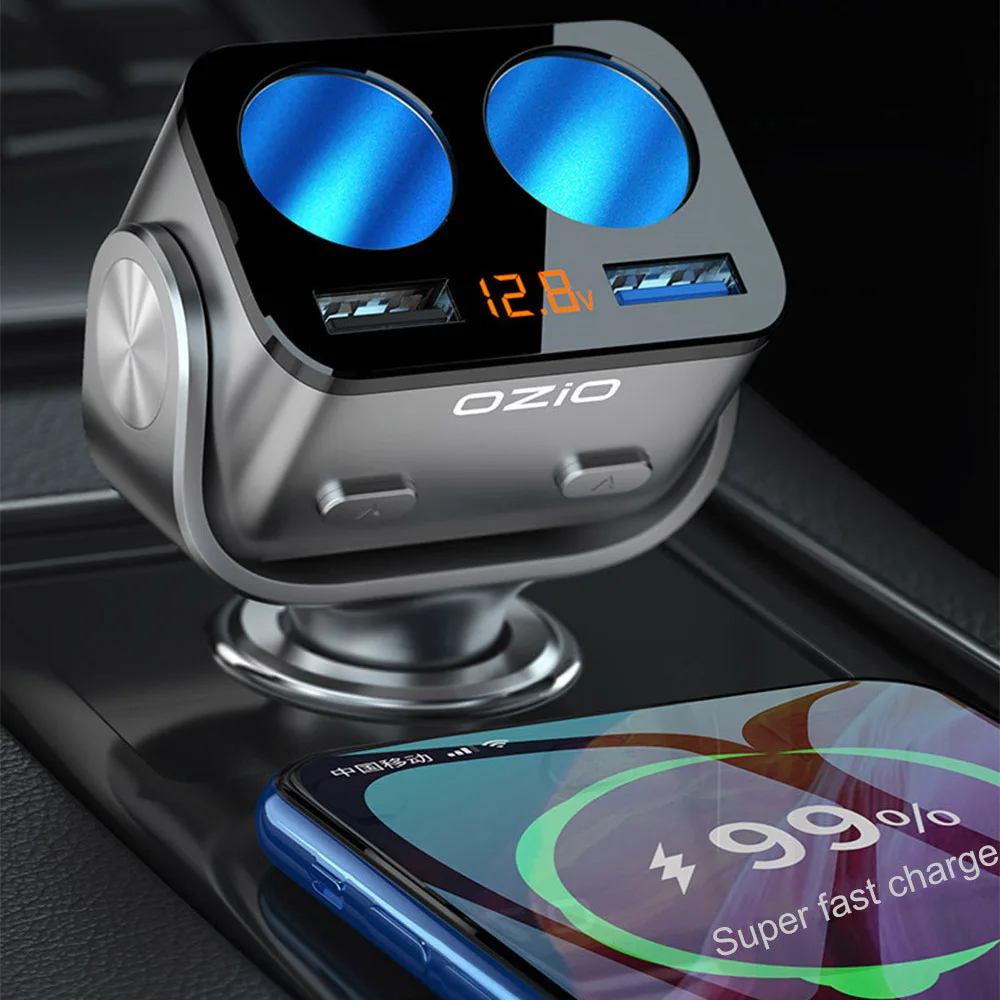 Car Charger Multifunctional Cigarette Lighter One To Two Dual USB Mobile Phone Fast Charging Voltage Detection Accessories Y34Q