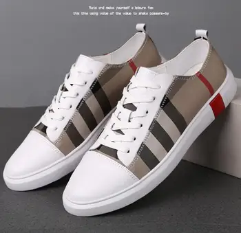 

Brand designer men's casual shoes crease - resistant plaid flats, plover - size youth sneaker head - proof casual shoes, Italian