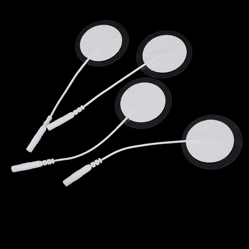 2pcs Round Replacement Electrode Pads With Cable Body Massager For Tens Machine Self-adhesive Reusable Hot Sale