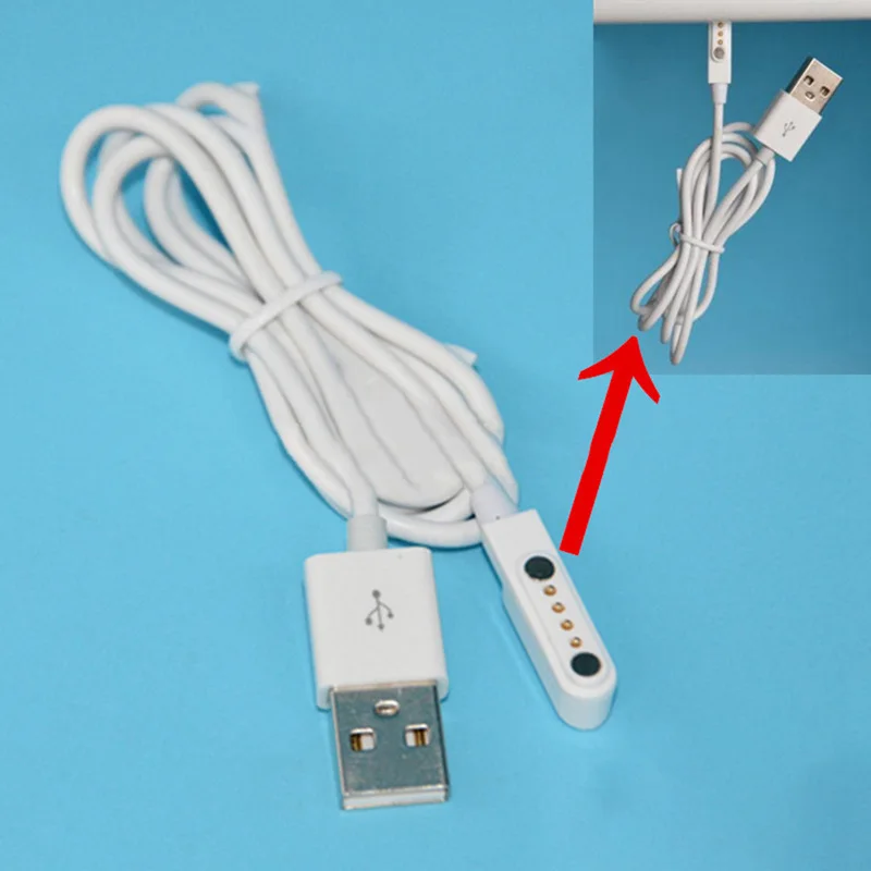 USB 2,0 штекер 4 Pin Pogo Кабель зарядного устройства Магнитный Кабель зарядного устройства Шнур для смарт-часов для Bluetooth гарнитуры компьютера