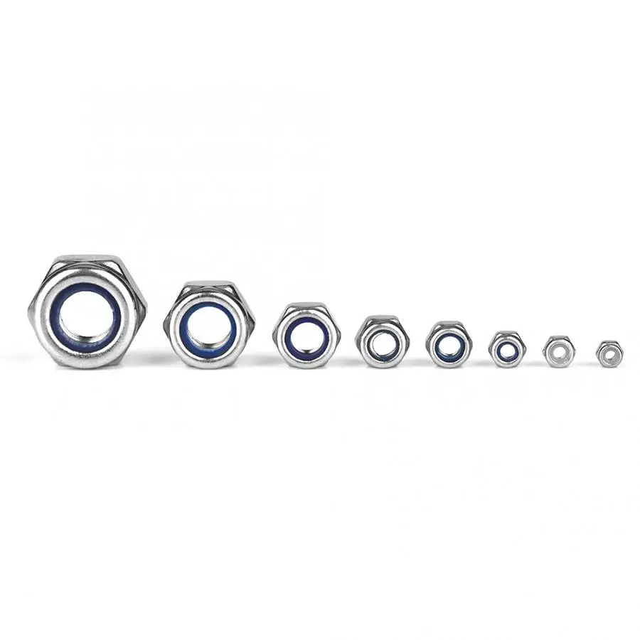 75Pcs/lot Self-lock Nut Stainless Steel Nylon Insert Locknut Assortment Kit M2/M2.5/M3//M5/M6/M8/M10