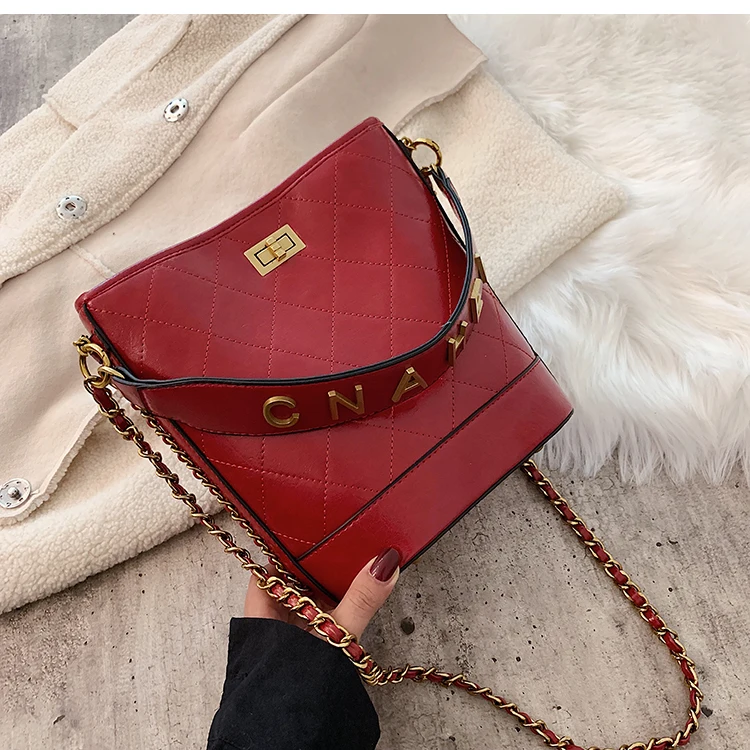 Textured HandBag Female New Wave Korean Messenger Bag Fashion Bucket Bag Ocean Bag