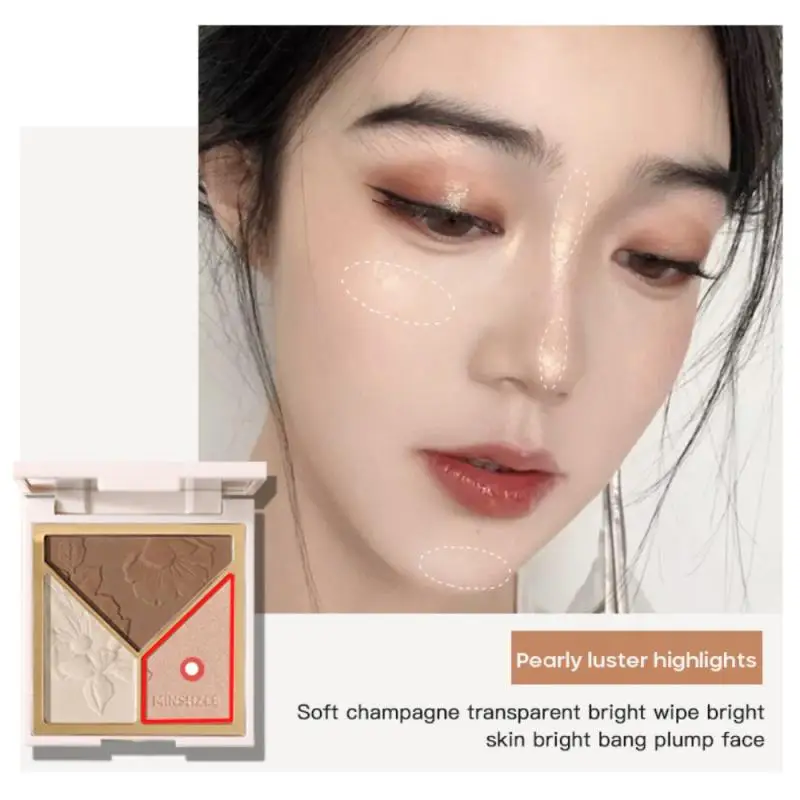 

MINSHZEE Highlighter Powder Palette Face High Gloss Shimmer Powder Long-lasting Bronzer Face Shading Repair Skin Makeup TSLM2