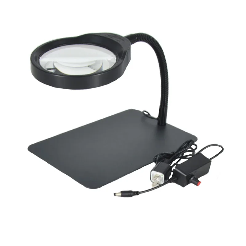 New Desktop Magnifying Glass with 21 LED lights 10X table Magnifying Glass  with Light for reading - AliExpress