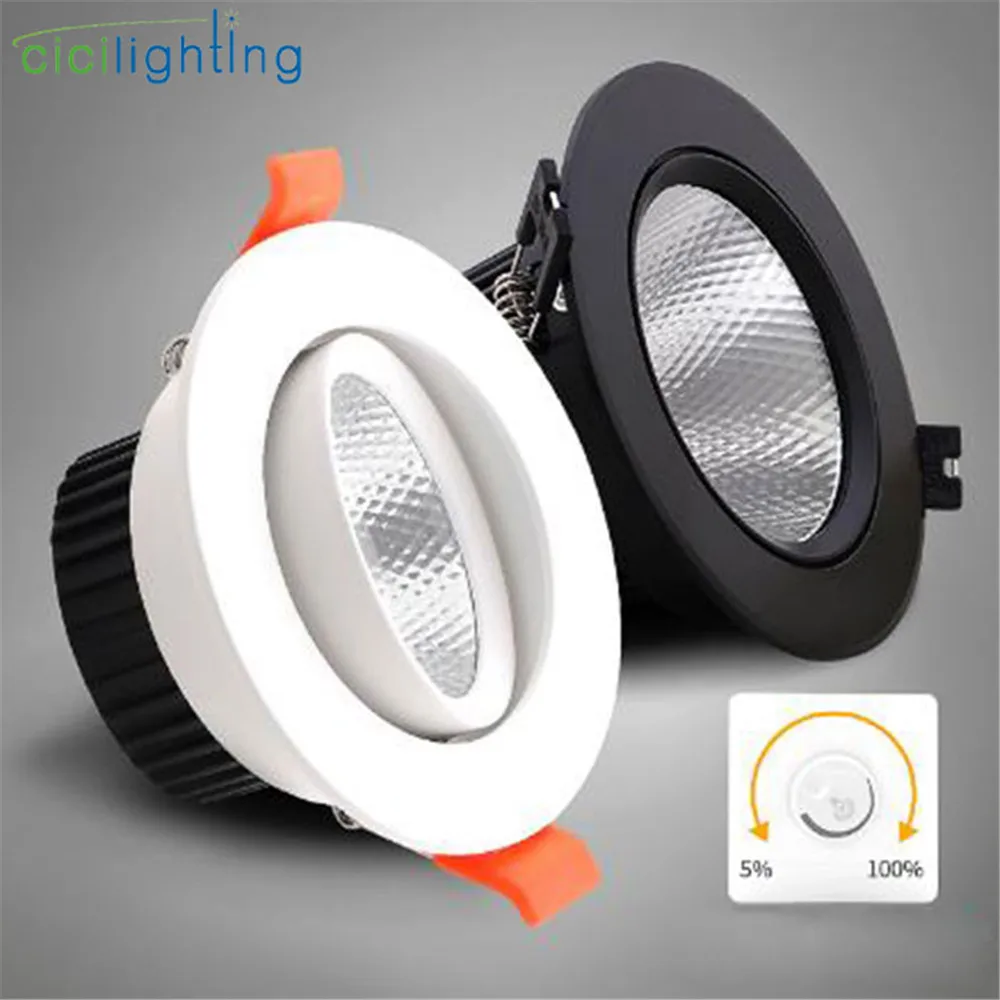 

Black White dimmable led downlight, 3/5/7/12/18W recessed ceiling lamp, Unlimited dimmer spot 3000K 4000K 6000K downlights