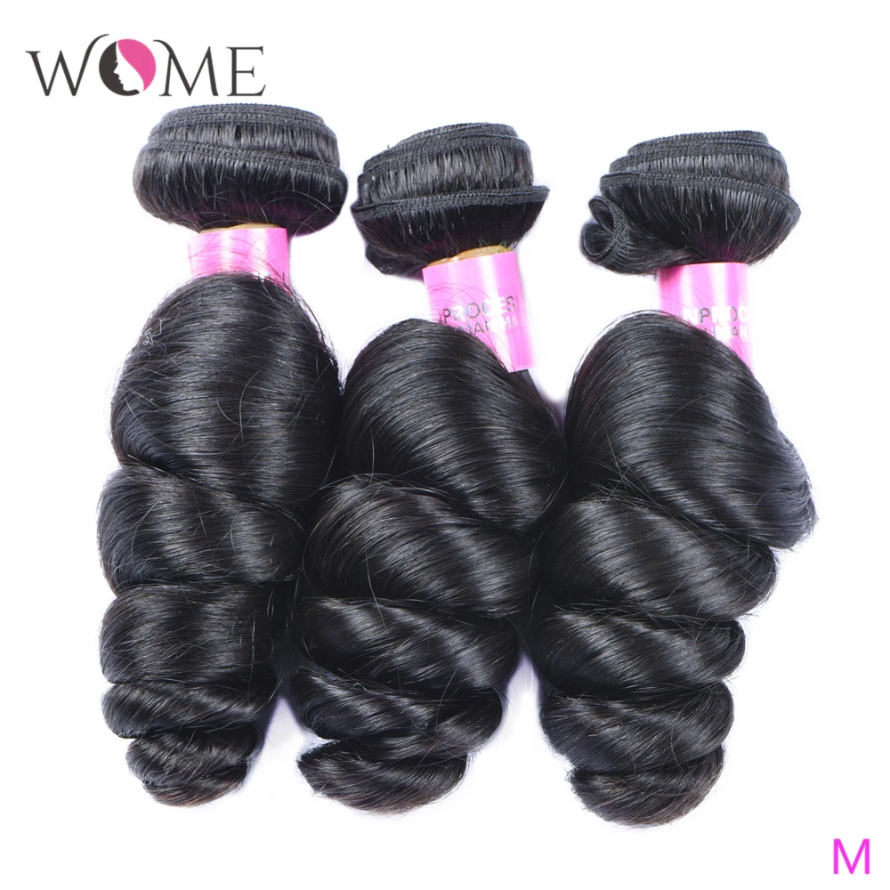 WOME/Braziian человеческие волосы пряди свободная волна 1/3/4 пряди сделки 10-26 дюймов натуральный Цвет Non-волосы remy(с чешуйками в одном направлении), для наращивания