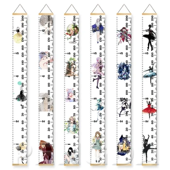 

Modern Wall Art Painting Ballet Anime Girl Print Height Ruler Canvas Solid Wood Hanging Scrolls Poster Home Decor Nordic Style