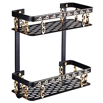

Europe Classic Shelves Double Layer Rack Space Aluminum Wall Bathroom Shelf Storage Rack