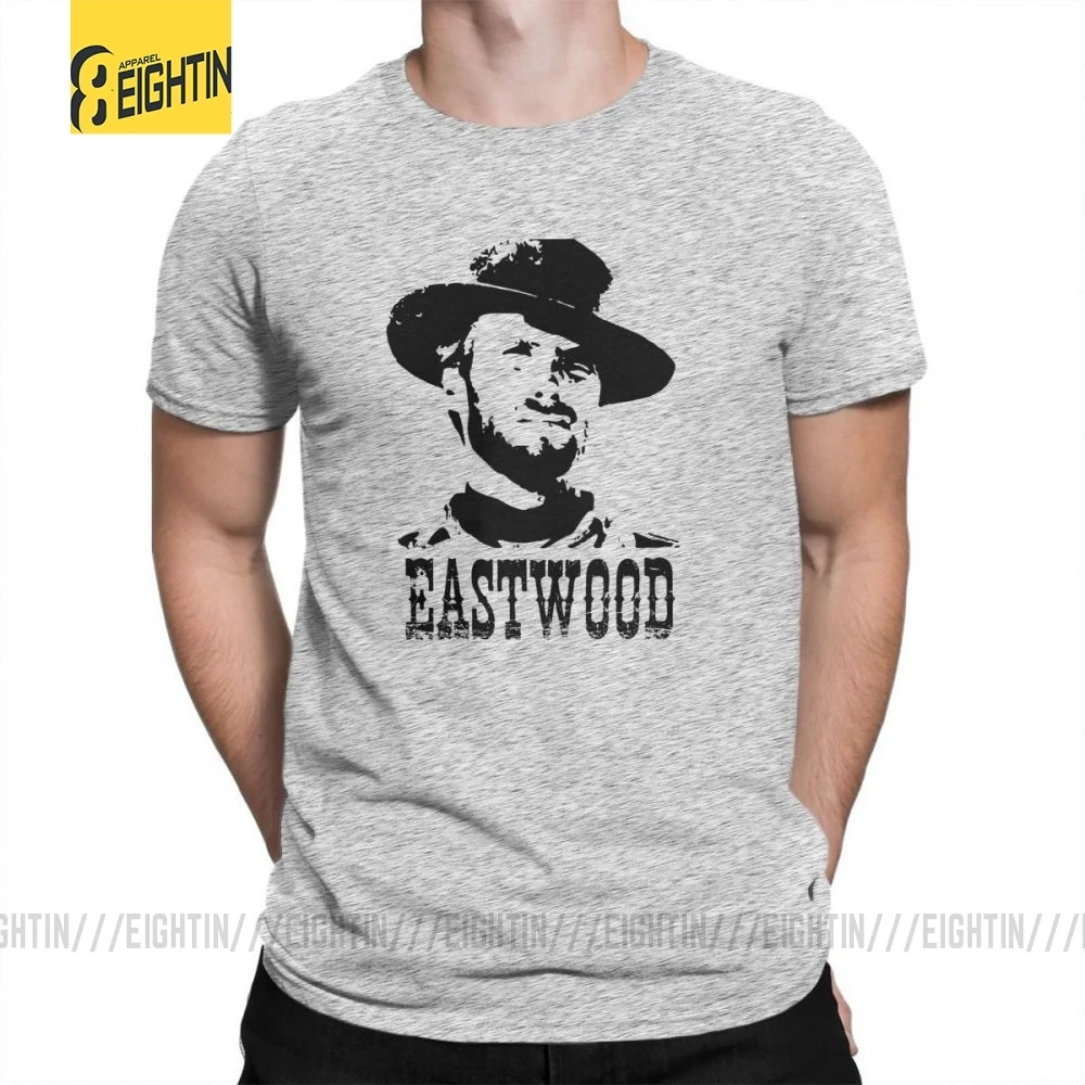 Clint Eastwood, футболка с коротким рукавом и круглым вырезом, футболки, хлопок, печатные топы, футболки для мужчин, новейшие белые топы размера плюс - Цвет: Серый