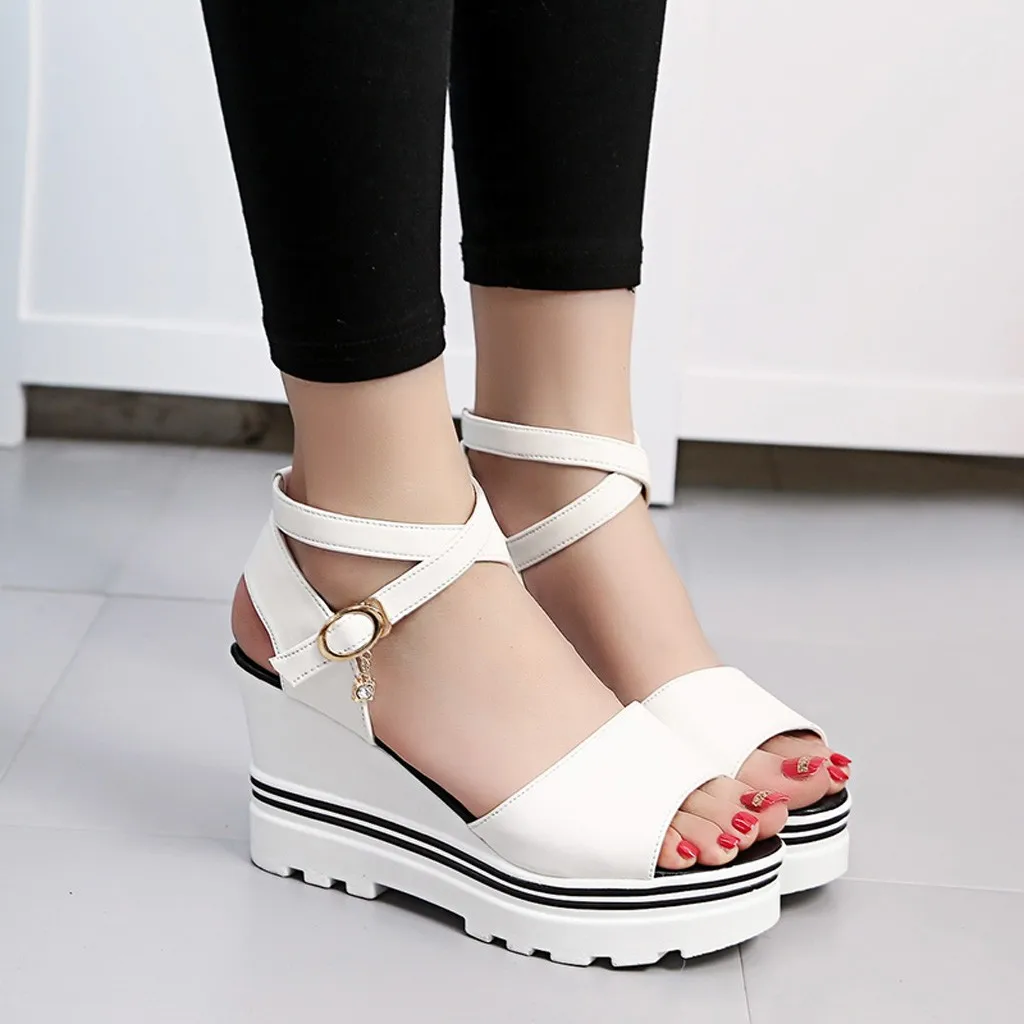 

shoes woman sandals 2020 New Fashion Women Summer Pumps Platform Sandals Roman Wedges Casual Peep Toe Sandals shoes woman new#J3