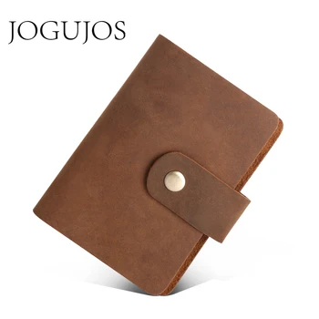 

JOGUJOS 16 Card Slots Men Cowhide Credit Card Holder Vintage Genuine Leather Men Purses Wallets Card Cases Male Bag Wholesale