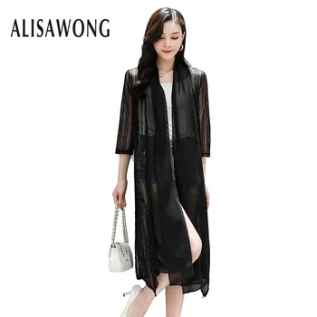 

Summer Loose Big Size Cardigan Top 2020 Fashion New Women Mesh Patchwork Basics Shawl Coat Ladies Irregular Hem Chiffon Coats