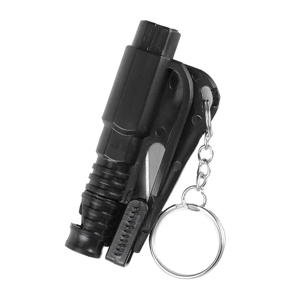 Черный Из 2 предметов 3-в-1 для спасения инструмент Портативный экономия молоток резак ремня безопасности автомобиля аксессуары оборудования для обеспечения безопасности мини-цепочка для ключей - Цвет: Черный