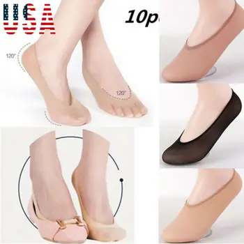 

10 Pairs 2019 Women Thin Socks Ladies Invisible Footsies Shoe Liner Trainer Ballerina Boat Socks