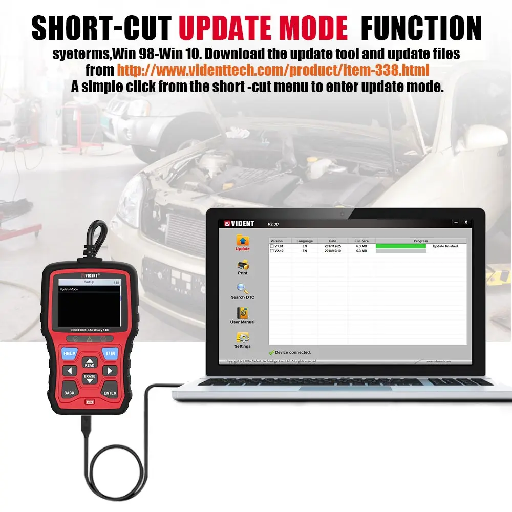 Vident easy310 Enhanced OBDII/EOBD+ CAN код ридер с функцией проверки батареи