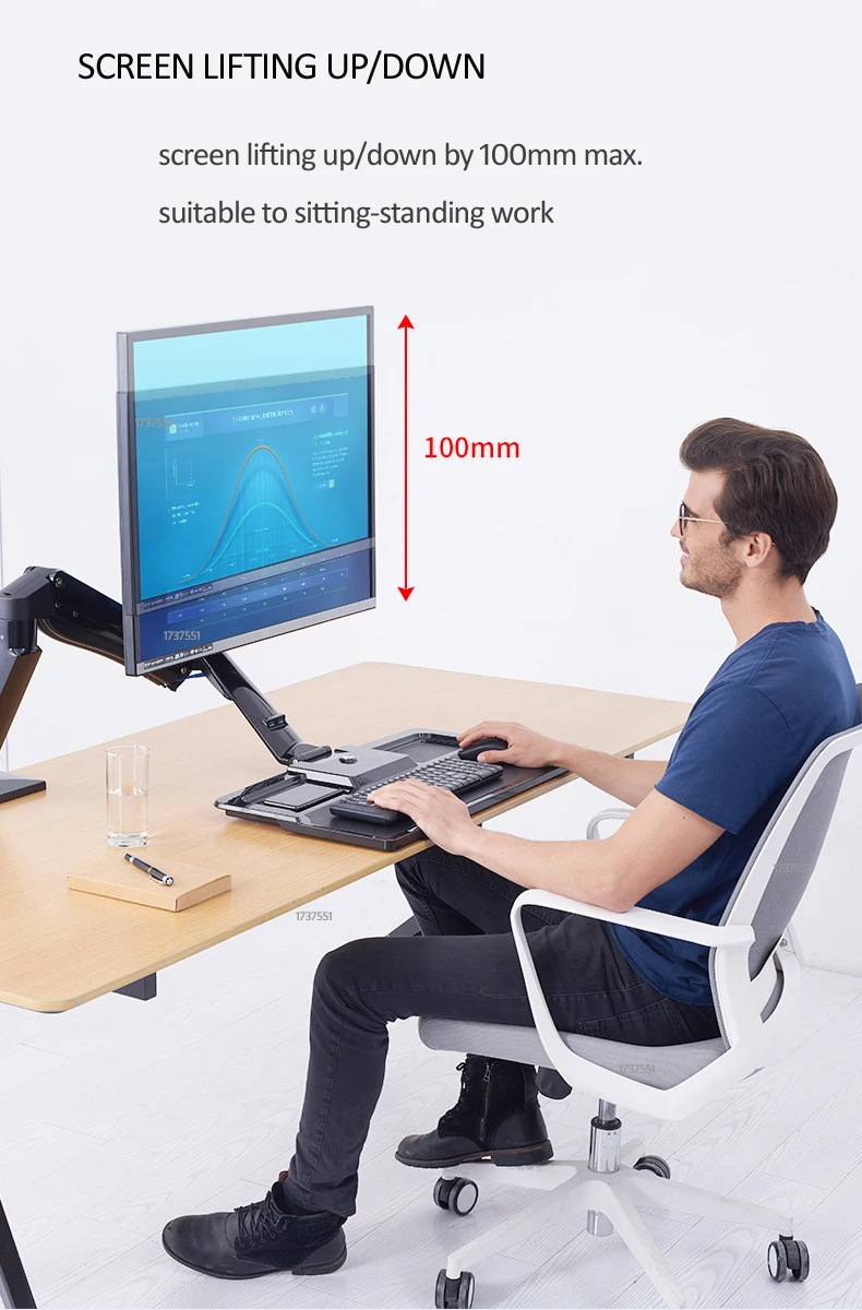 NB FC40 aluminum gas spring Ergonomic Desktop sit