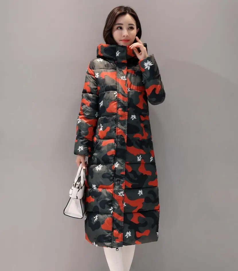Camouflage red SWREDMI зимняя куртка для женщин зимняя куртка женская камуфляжная зимняя куртка Женская Толстая теплая длинная парка с капюшоном женская уличная куртка зимняя одежда - Цвет: Camouflage red