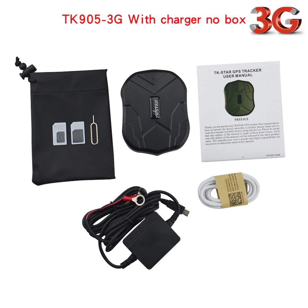 TK905-3G charger1 TKSTAR gps трекер TK905-2G TK905-3G gps трекер длительное время ожидания гео-забор датчик движения-сигнализация бесплатное приложение водонепроницаемый - Цвет: TK905-3G charger1