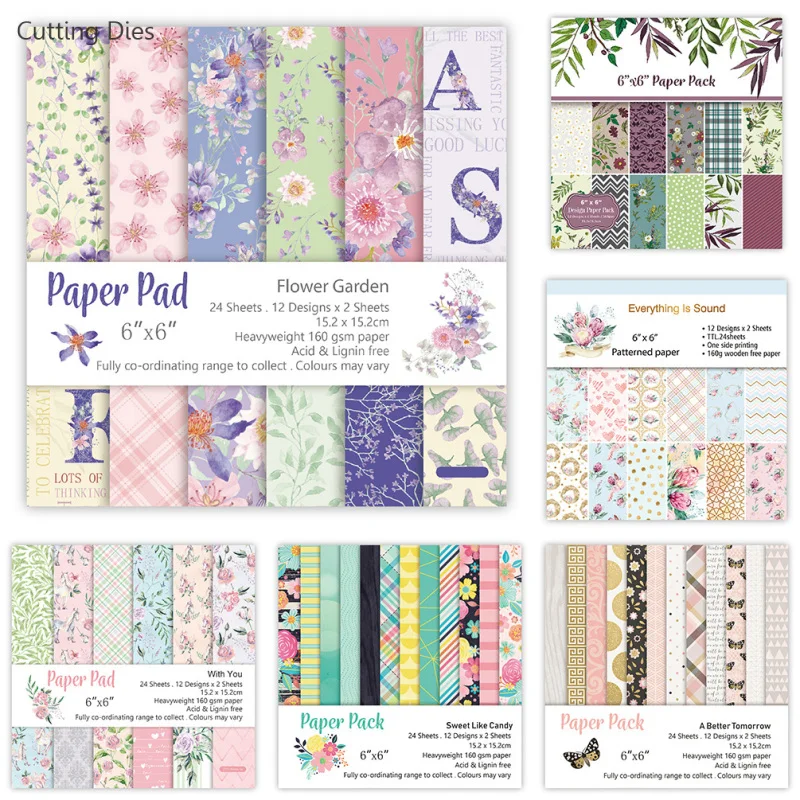

New Arriving 24 Sheets Scrapbooking Paper Art Background Floral Paper Card Making DIY Paper Craft
