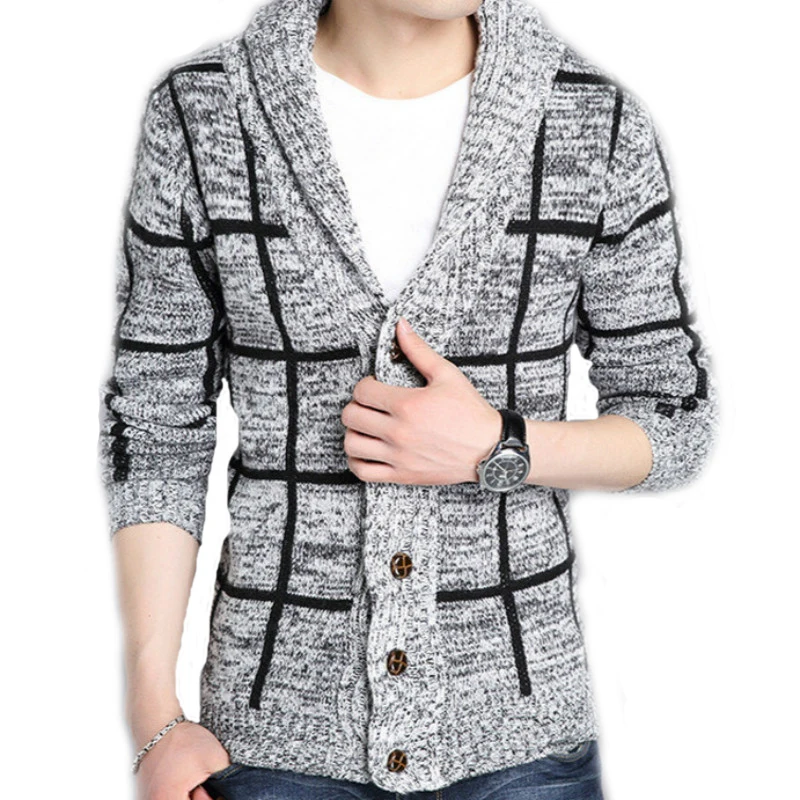 

Winter Men Sweater Coat Striped Single-breasted Jacket Christmas Casual Turndown Collar Knitting Male Cardigan Sweaters 2XL J960