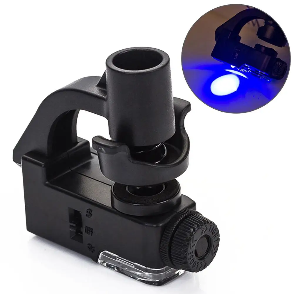

90X Optical Lens Mobile Phone Clip Microscope Magnifying Glass LED+UV Magnifier Watchmaker Jewelry Optical Lens Glass Magnifier