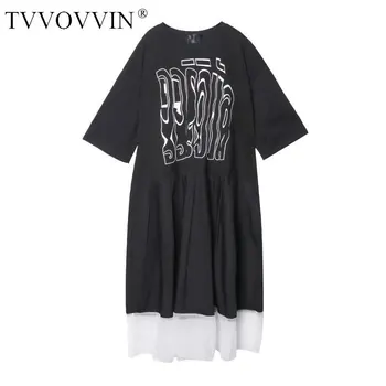 

loose Pleated Print Letter Dress Mesh Women Pullover Pleated Plus Size Goddess Fan Casual Minority Style Pocket Dress DMY3463