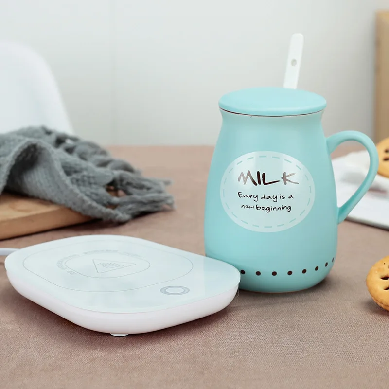 220V Ceramic Reheatable Coaster Mat Mugs Warmable Milk Coffee Baby Bottle 55 Degree Thermostatic Cups Travel Warm Drinkware Sets