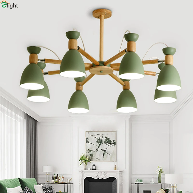 Nordic Oak светодиодные люстры светильник ing вращающийся металлический Гостиная Led