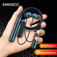 EARDECO-auriculares inalámbricos con Bluetooth, dispositivo de audio de resistencia de 80 horas, con micrófono, banda para el cuello, para deporte, tarjeta TF