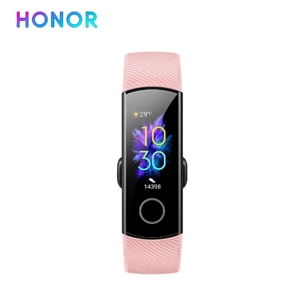 Huawei Honor band 5, смарт-браслет с кислородом крови, Смарт-часы AMOLED, huawei, смарт-браслет, сердцебиение, ftness, трекер сна, несколько лангов - Цвет: pink