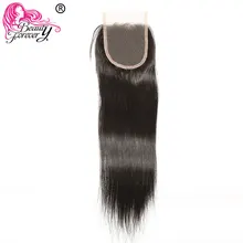 Beauty forever бразильские прямые кружева закрытие Remy человеческие синтетические волосы 4*4 часть Средний коричневый швейцарский кружева 10-20 дюймов