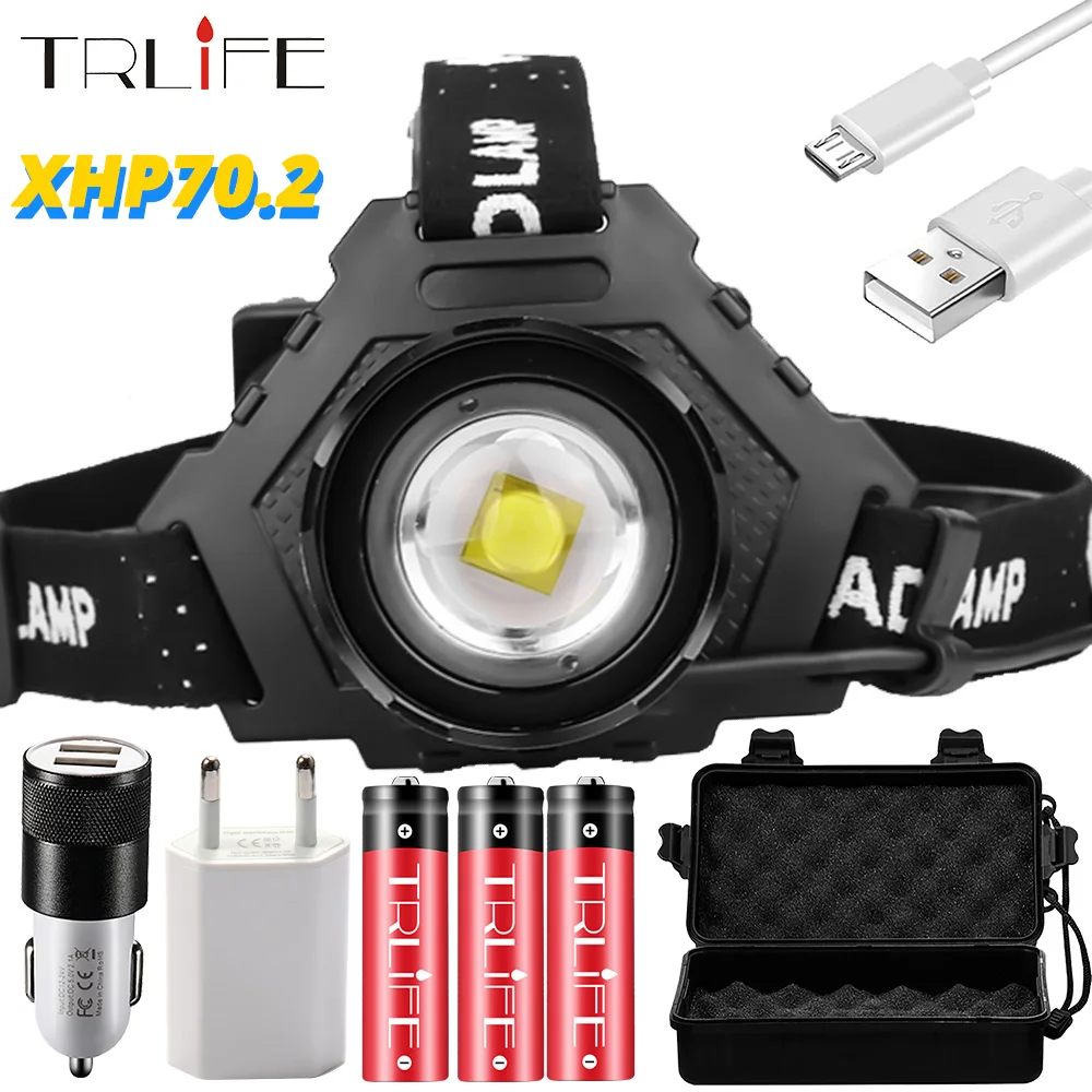 Faro delantero XHP90 de 7000LM, recargable vía USB, para pesca, XHP50, brillante, XHP70, resistente al agua, 3x18650|Faros delanteros| - AliExpress