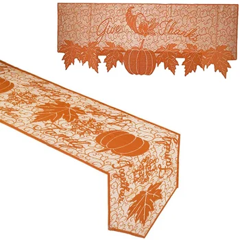 

Thanksgiving Day Decoration Fireplace Scarf and Pumpkin Table Flag Set - Pumpkin Lace Fireplace Cloth and Maple Leaf Leaf Cellar