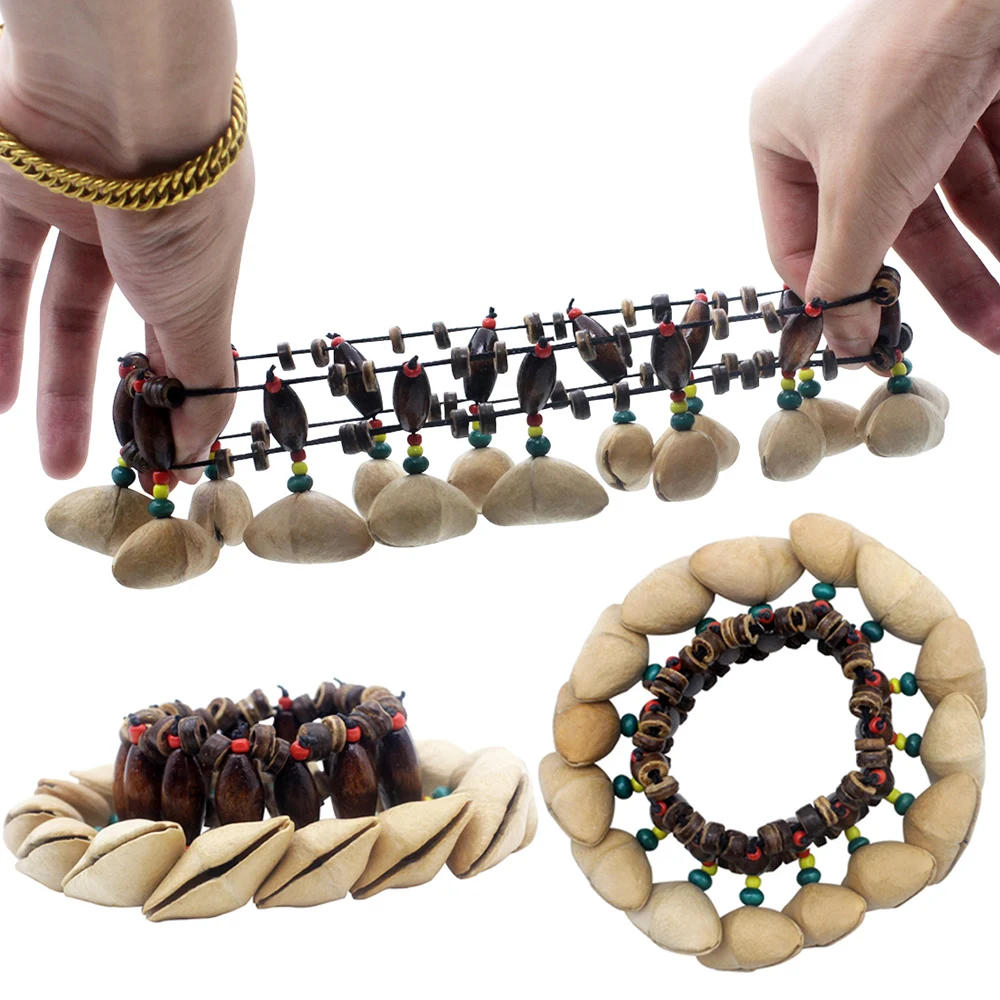Hand Bell M MBAT Handmade Nuts Shell Bracelet Handbell for Djembe African Drum Conga Percussion Accessories Gift Musical Instrument