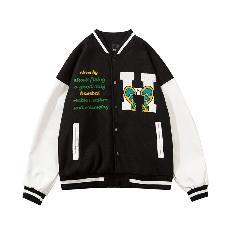Fashion Men Clothing Baseball-Jacket Embroidery Streetwear-Letter Harajuku College Casual
