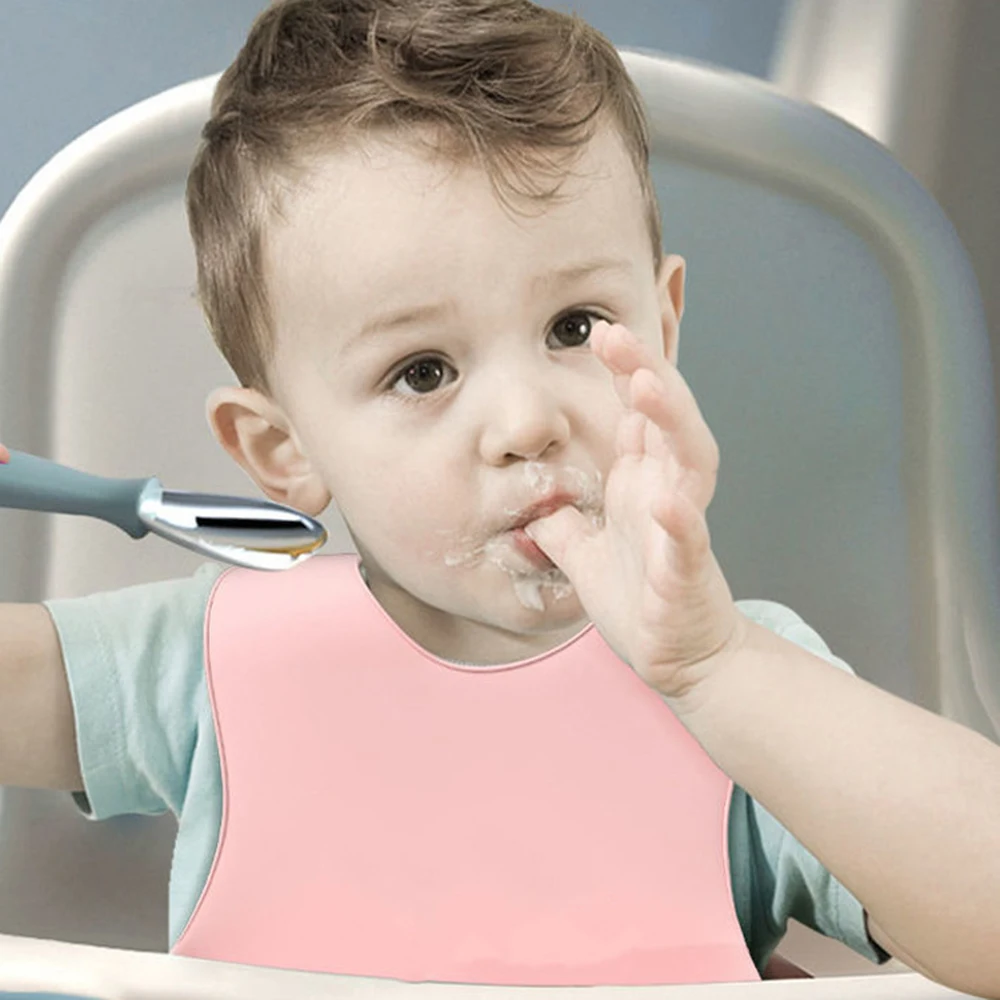 

Baby Bibs Waterproof Silicone Bib Infant Toddler Feeding Saliva Towel Adjustable Children Apron with Pocket For Kids Tableware