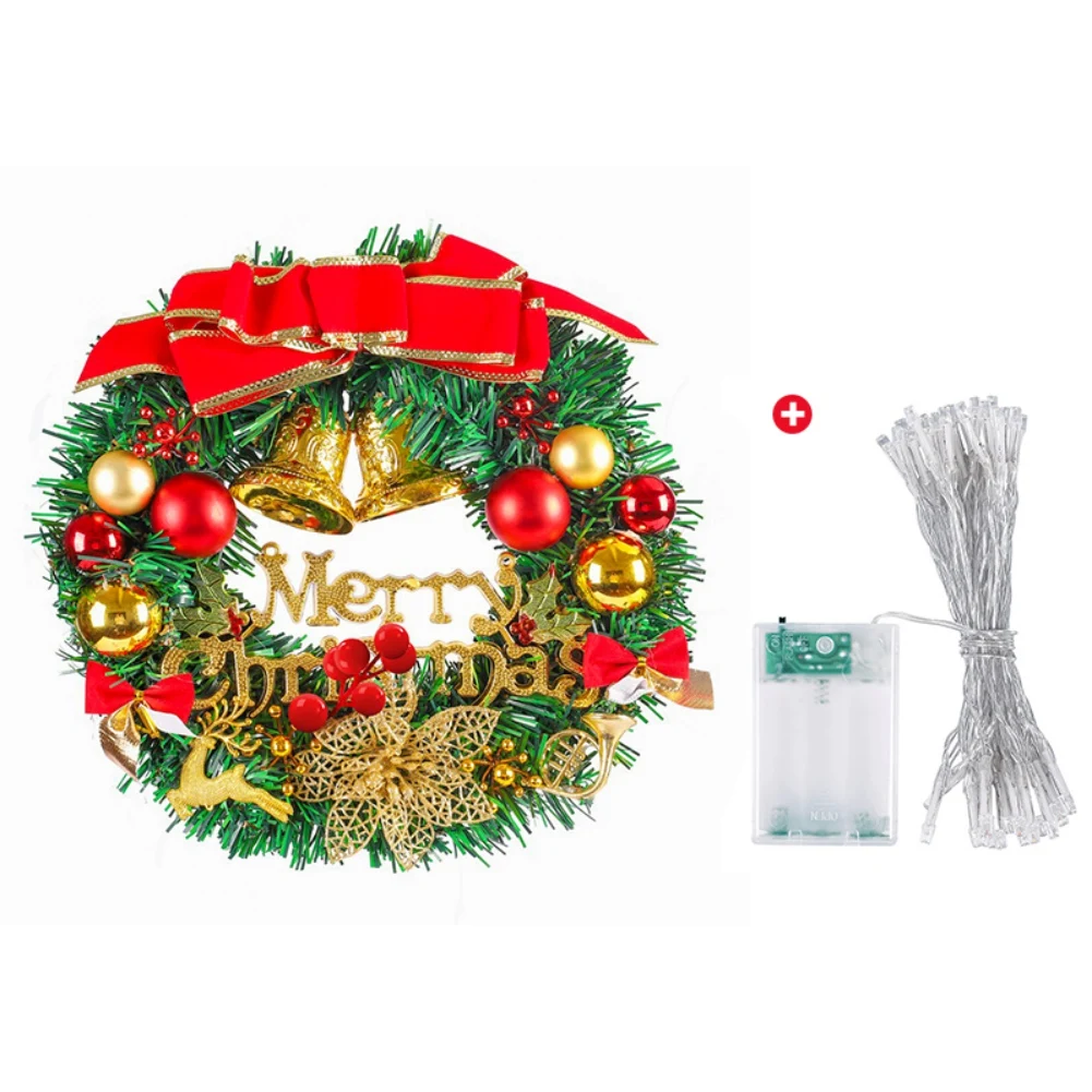 thumbnail image 1 of Christmas Wreath Artificial Merry Christmas Hanging Lace Red Berry Garland With Hanger LED Lamp Strip Decorative Hot Selling, 1 of 5