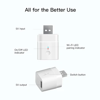 

Micro 5V Wireless USB Smart Adaptor Flexible and Portable Make USB Devices Smart via eWeLink APP Google Home Alexa